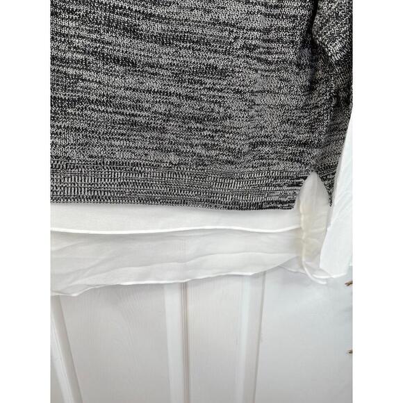 Chelsea & Theodore Sweater Grey Size L White Layered Top Semi Sheer Hem - Picture 3 of 14
